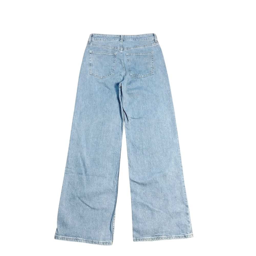 H&M High Rise Wide Leg Jeans Light Wash Denim Size 6 Straight Relaxed Fit - Picture 3 of 6